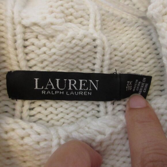 Lauren Ralph Lauren Sweater Women Plus 2X Cable Knit Fair Isle Wool Chunky - Picture 6 of 12
